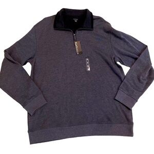 NWT men’s Van Heusen charcoal gray 1/4 zip pullover casual knit sweatshirt sz xl